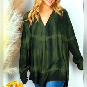 WHITE BIRCH OLIVE TIE DYE TUNIC TOP